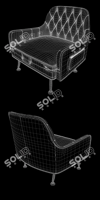 Quilted Leather Chair with Pockets 3D model image 3