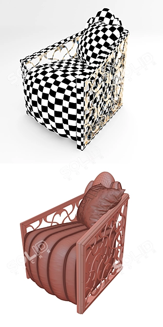 Modern Geo Armchair: Stylish & Comfortable 3D model image 3