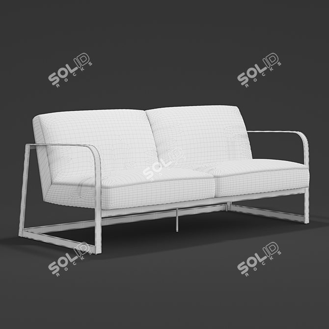 Modern Metal and Leather Sofa 3D model image 2