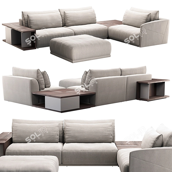 Natuzzi Long Beach: Elegant and Versatile Sofa 3D model image 1