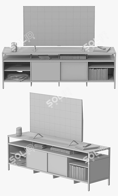 Modern Zane Media Console 3D model image 3