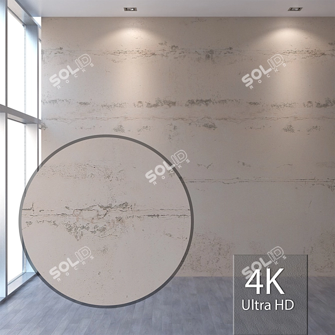 Seamless 4K Textured Plaster 3D model image 1