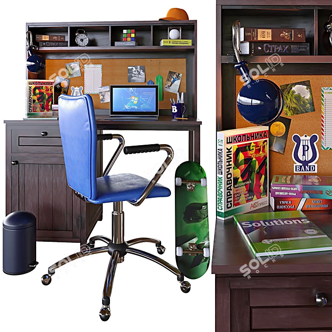 Teenage Workspace: Study & Play in Style! 3D model image 1