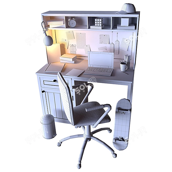 Teenage Workspace: Study & Play in Style! 3D model image 2