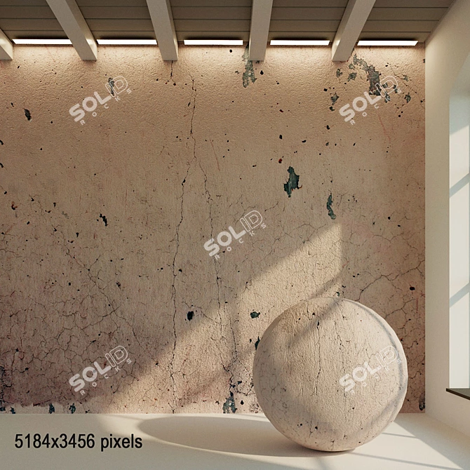 Aged Plaster Wall Texture 3D model image 1