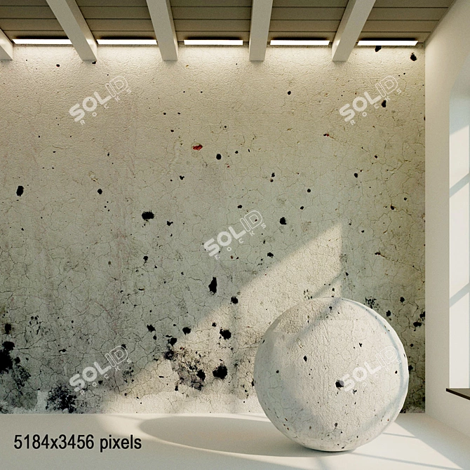 Antique Painted Plaster Wall 3D model image 1