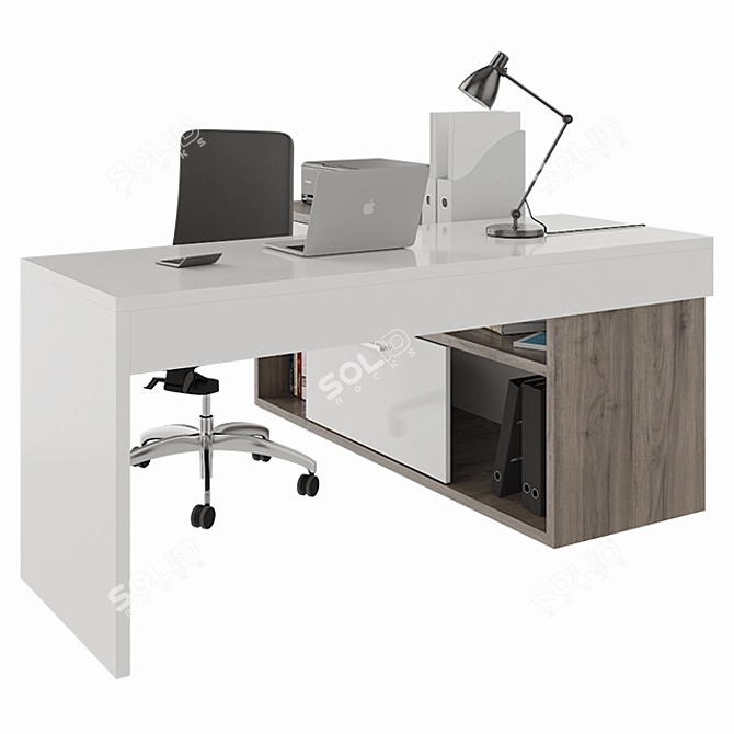 Modern Office Desk with Stunning Decor 3D model image 2