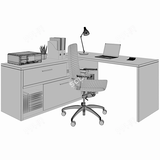 Modern Office Desk with Stunning Decor 3D model image 3