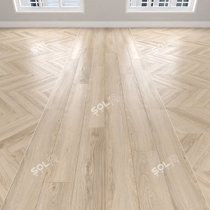 Mountain Oak Parquet, 3 Designs: Herringbone, Linear, Chevron 3D model image 1