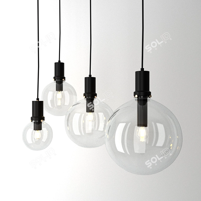Minimalist Glass Ball Pendant Lamp 3D model image 2