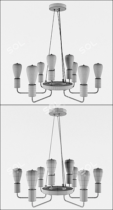 Arte Lamp GELO A6001LM-9BK: Loft Style Pendant with 9 Lights 3D model image 3