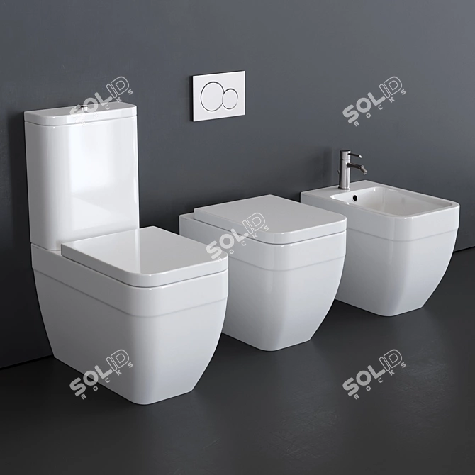 Scarabeo Next Collection: Ceramic Toilet & Bidet 3D model image 1