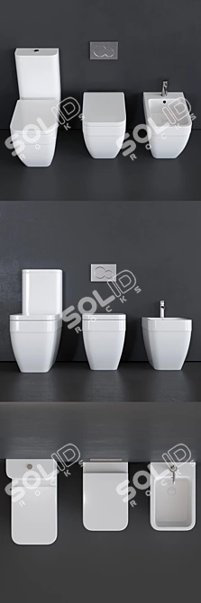 Scarabeo Next Collection: Ceramic Toilet & Bidet 3D model image 2