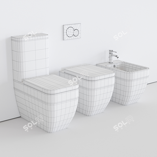 Scarabeo Next Collection: Ceramic Toilet & Bidet 3D model image 3