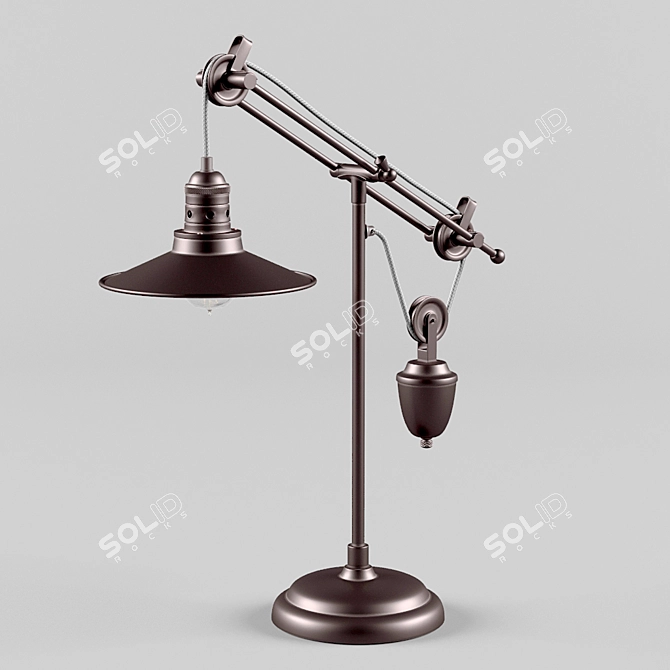 Vintage Industrial Pulley Style Desk Lamp 3D model image 1