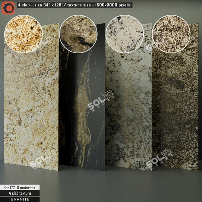 Premium Granite Slab Set - High Resolution Textured Slabs, CORONA Renderer 3D model image 1