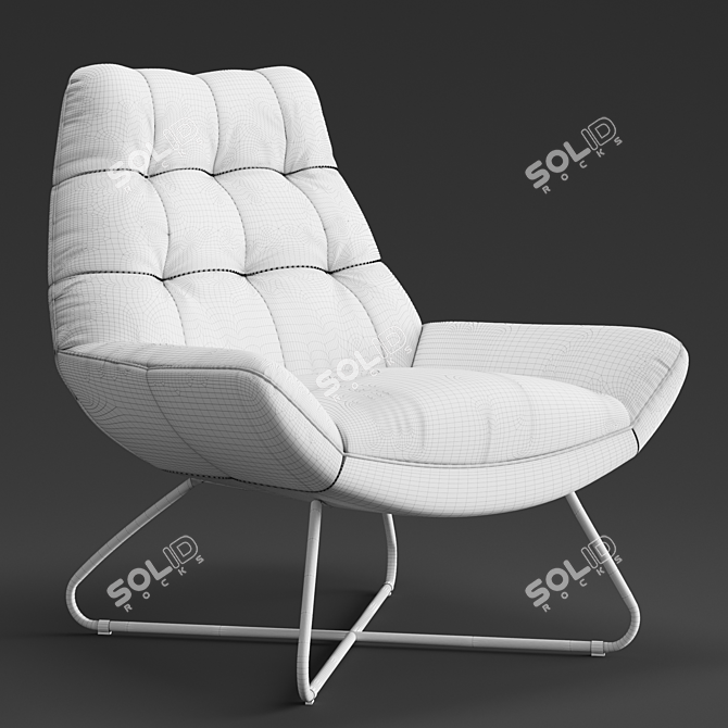 Modern Leather Metal Armchair 3D model image 2