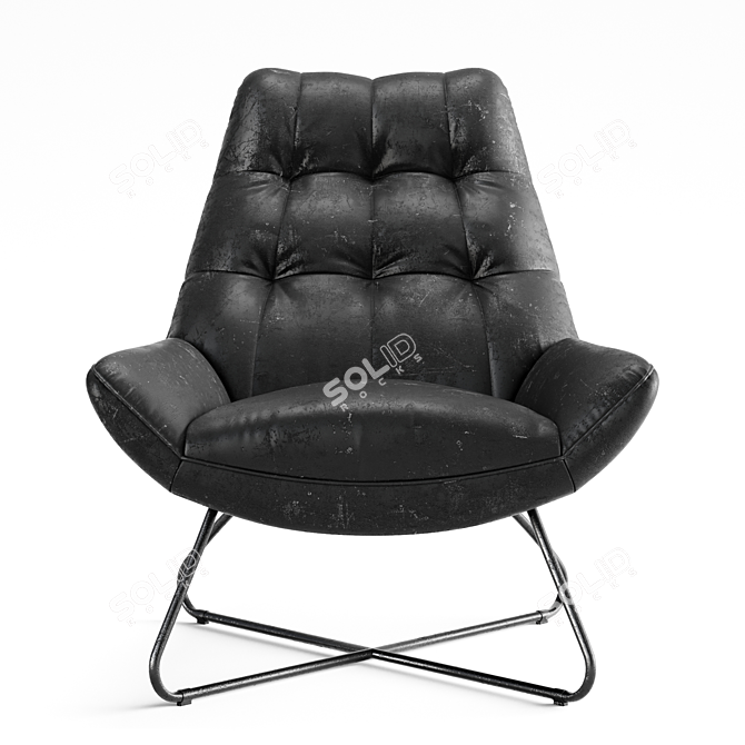 Modern Leather Metal Armchair 3D model image 3