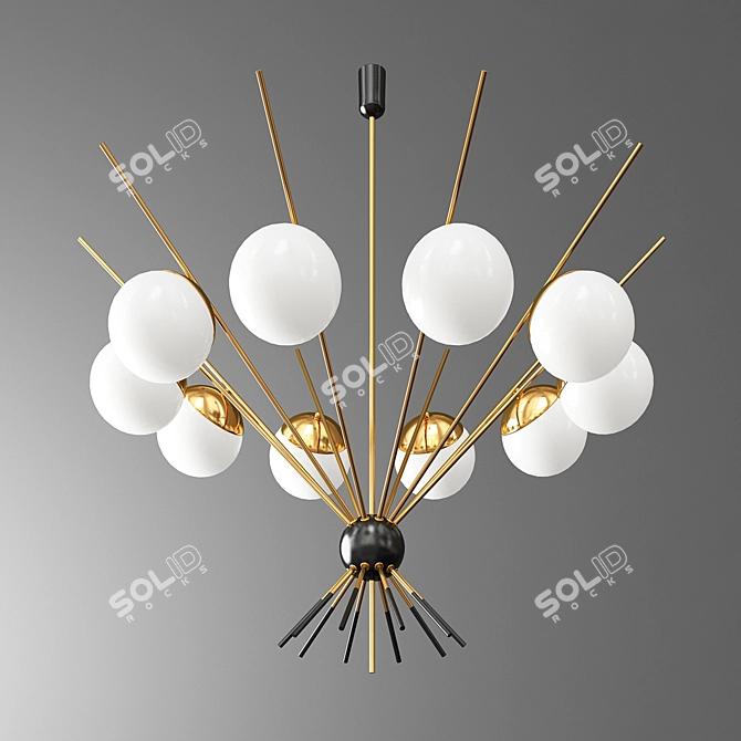 Italian Brass Chandelier: Vintage Elegance 3D model image 1