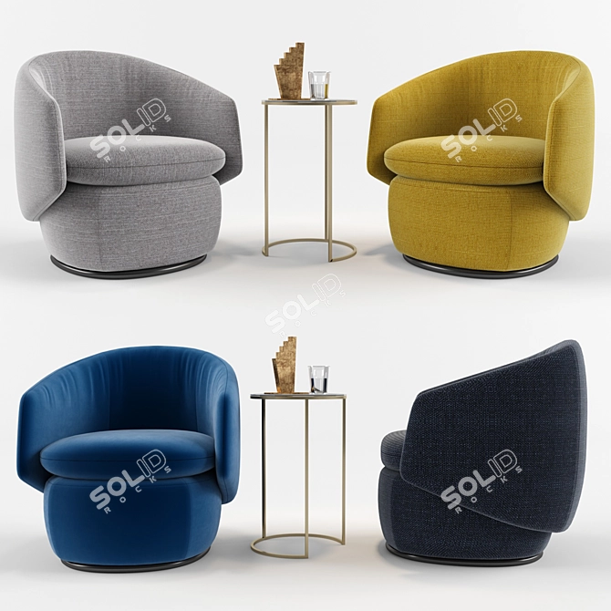 Modern Crescent Swivel Chair 3D model image 1