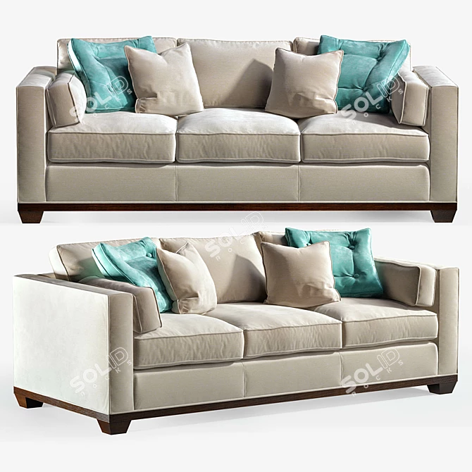 Elegant Reeded Base Sofa by BARBARA BARRY 3D model image 1