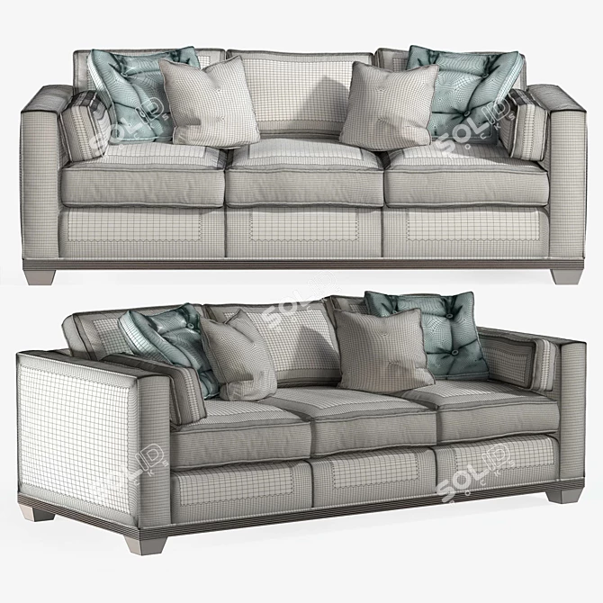 Elegant Reeded Base Sofa by BARBARA BARRY 3D model image 3