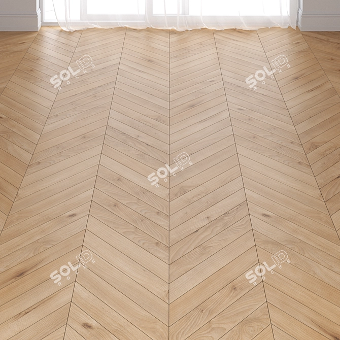 Beech Wood Parquet: Deck, Chevron & Herringbone 3D model image 1