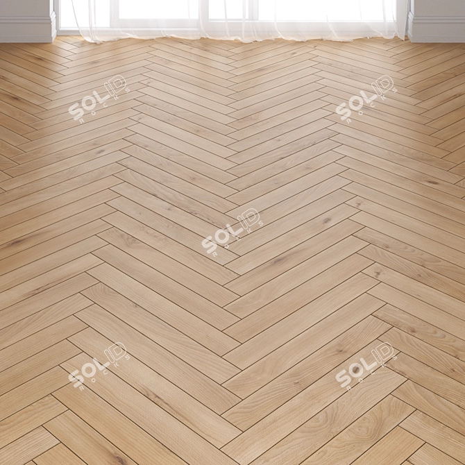 Beech Wood Parquet: Deck, Chevron & Herringbone 3D model image 2