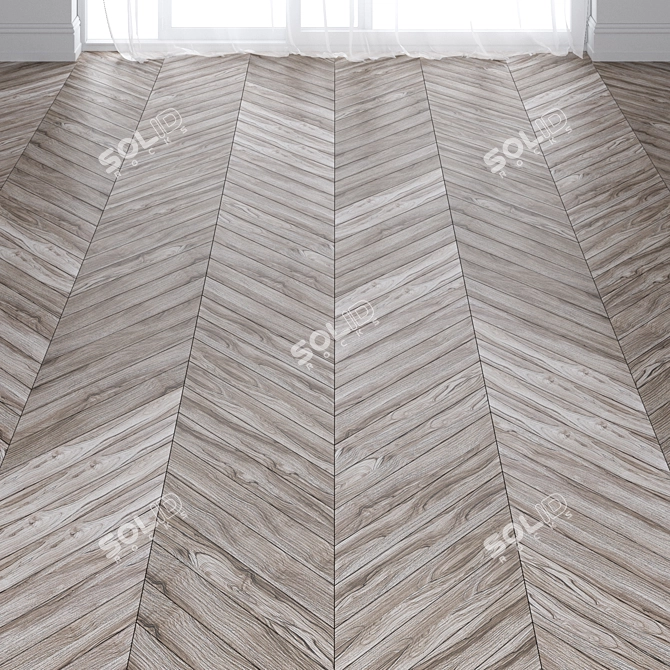 Gray Walnut Parquet: Deck, Chevron & Herringbone 3D model image 1