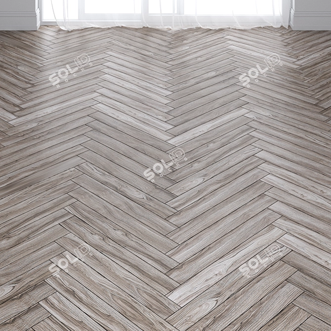 Gray Walnut Parquet: Deck, Chevron & Herringbone 3D model image 2