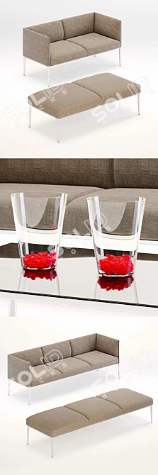 Elegant Asienta: Sofa, Bench & Table 3D model image 2