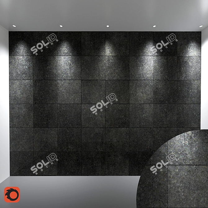 Black Granite Floor Material (20 Dice) 3D model image 1