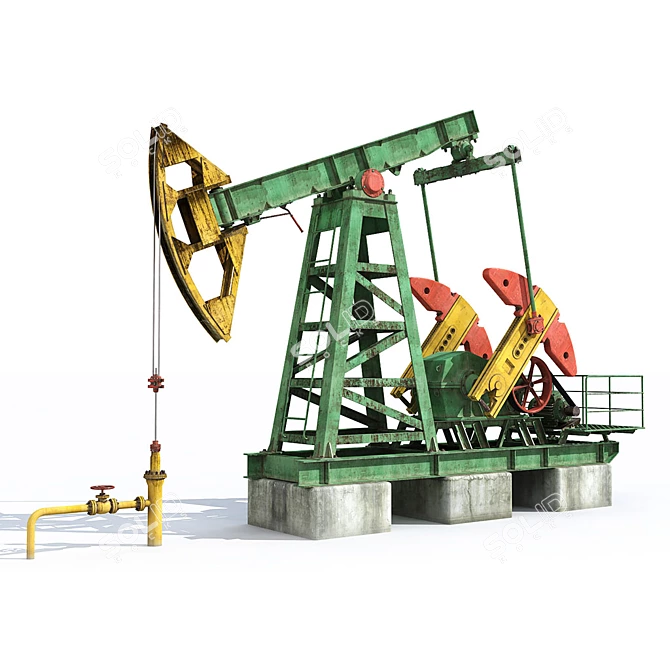 Title: Animated Rocking Machine for Oil Extraction 3D model image 1