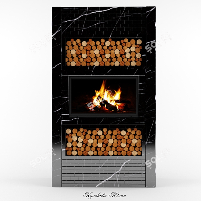 Modern Fireplace Design 3D model image 2