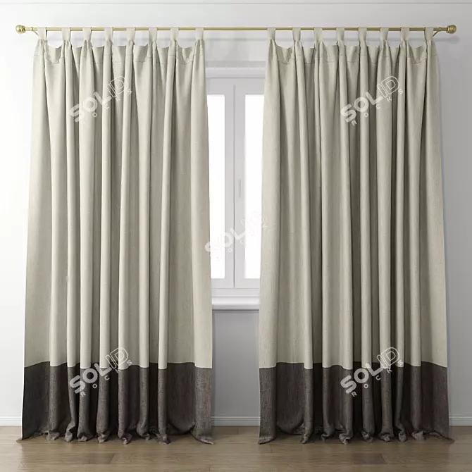 Elegant Window Curtains 3D model image 1