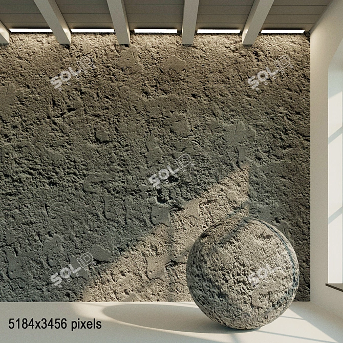 Title: Aged Plaster. Vintage Wall. 3D Texture. 3D model image 1