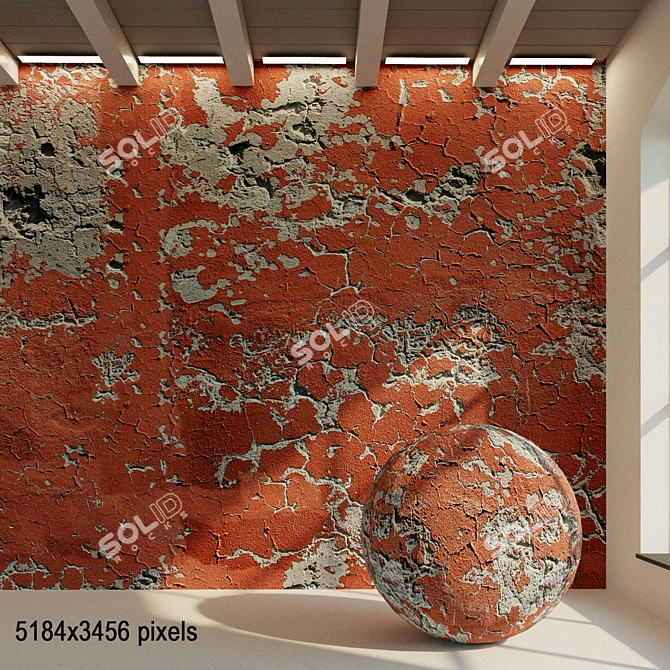 Aged Painted Wall Texture 3D model image 1