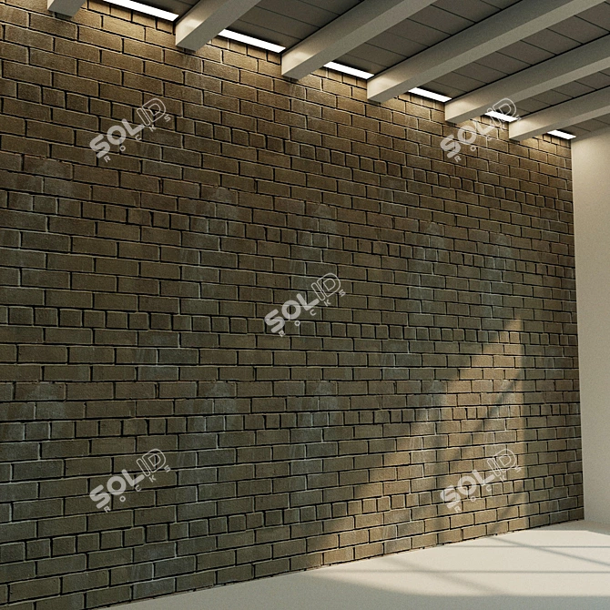 Vintage Red Brick Wall Texture 3D model image 2