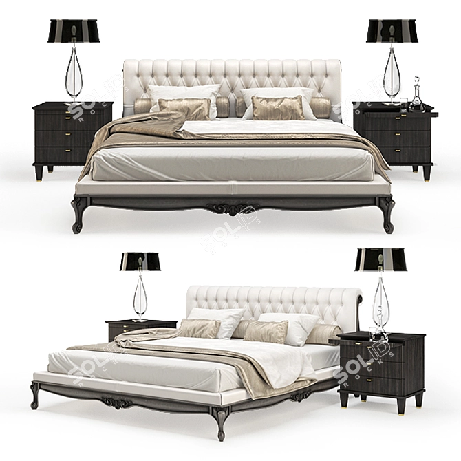 Luxurious Italian Angelo Cappellini SANSONE Bed 3D model image 1