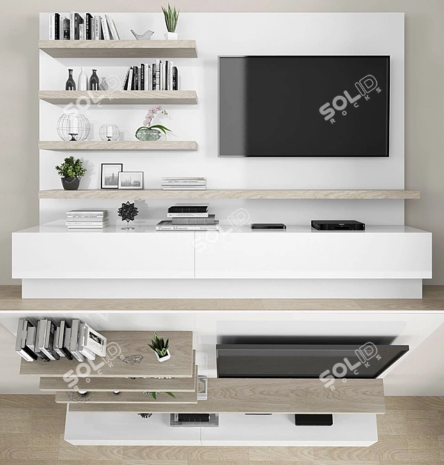 Modern TV Stand Set with Storage 3D model image 1
