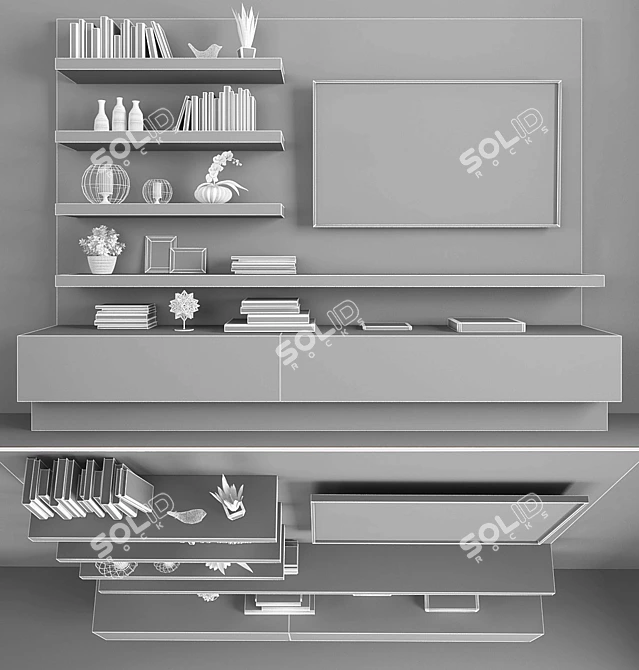 Modern TV Stand Set with Storage 3D model image 2