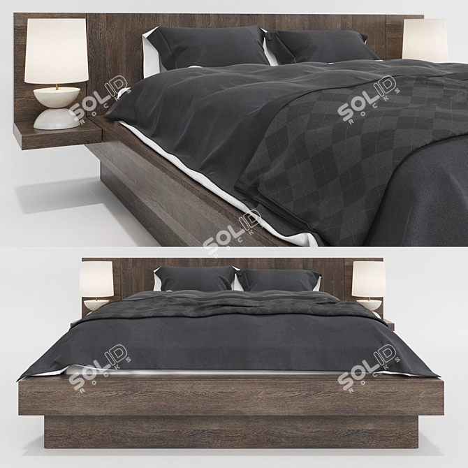 Sleek and Stylish Modern Bed 3D model image 1