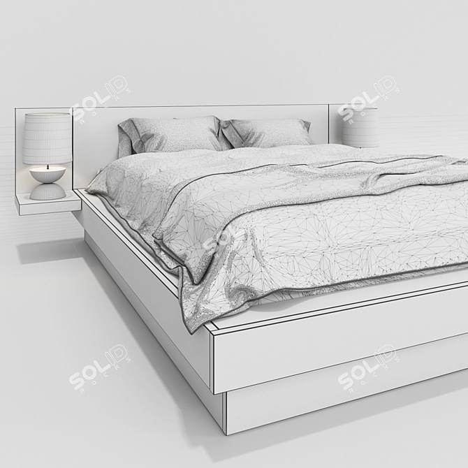 Sleek and Stylish Modern Bed 3D model image 3