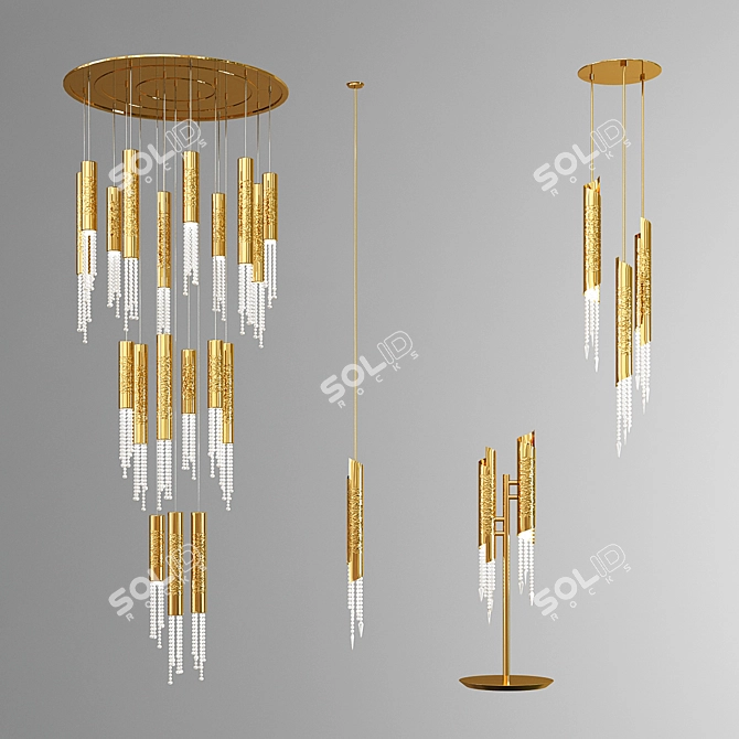 Luxury Italian Gold Chandelier 3D model image 1