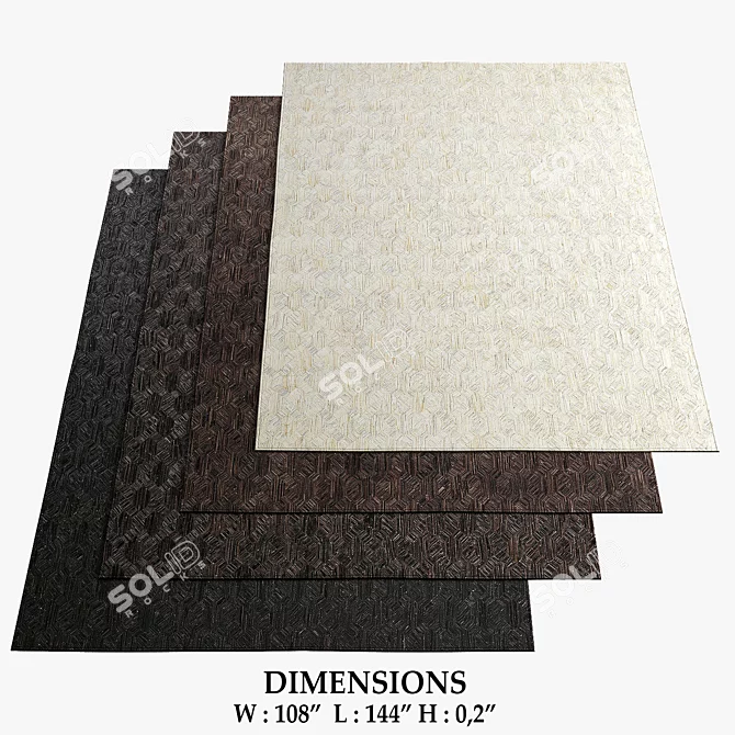 Vintage Marquetry Restoration Rugs 3D model image 1