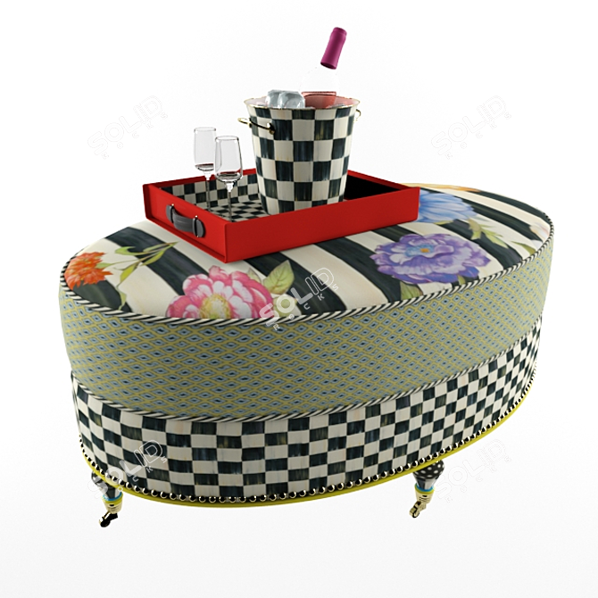 Elegant Garden Ottoman Set 3D model image 1