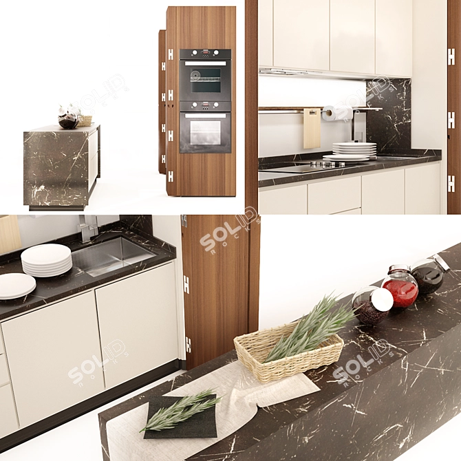 Elegant Porselanosa Forest Kitchen 3D model image 2