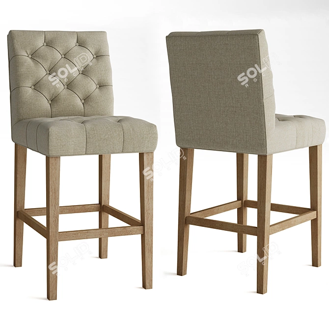 Elegant Bennett Fabric Barstool 3D model image 1