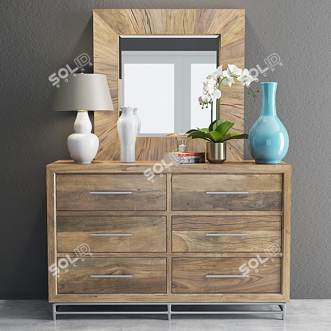 Industrial Chic Dresser Set 3D model image 1