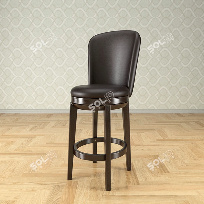 Herbert Dark Brown Stool: Realistic 3D Model 3D model image 2